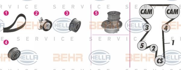 Hella 8MP 376 807-821 TIMING BELT KIT WITH WATER PUMP 8MP376807821