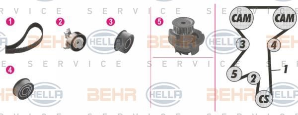 Hella 8MP 376 807-831 TIMING BELT KIT WITH WATER PUMP 8MP376807831