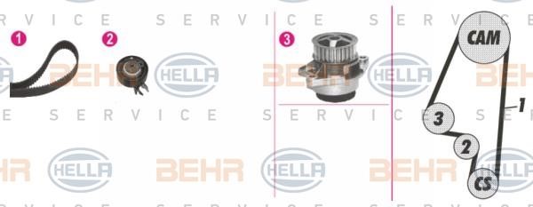 Hella 8MP 376 807-861 TIMING BELT KIT WITH WATER PUMP 8MP376807861