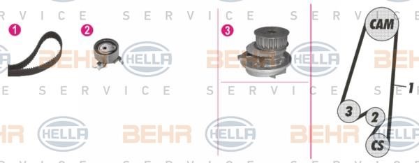 Hella 8MP 376 807-881 TIMING BELT KIT WITH WATER PUMP 8MP376807881