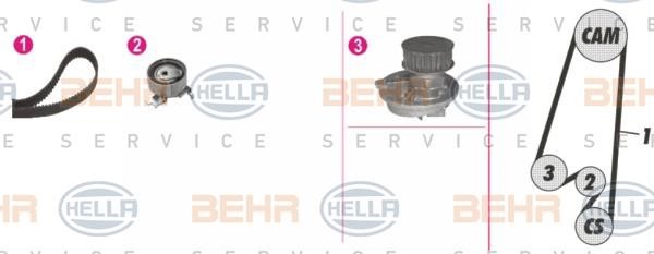 Hella 8MP 376 807-891 TIMING BELT KIT WITH WATER PUMP 8MP376807891
