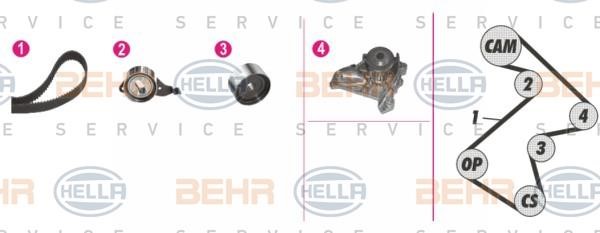Hella 8MP 376 808-821 TIMING BELT KIT WITH WATER PUMP 8MP376808821