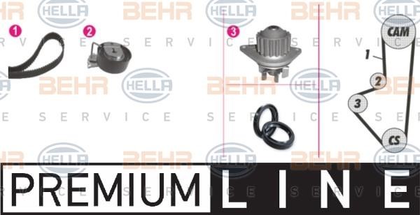 Hella 8MP 376 809-831 TIMING BELT KIT WITH WATER PUMP 8MP376809831
