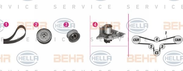 Hella 8MP 376 810-811 TIMING BELT KIT WITH WATER PUMP 8MP376810811