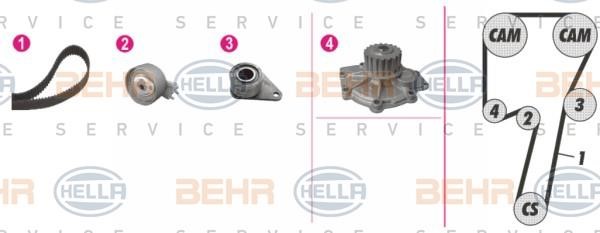 Hella 8MP 376 810-831 TIMING BELT KIT WITH WATER PUMP 8MP376810831