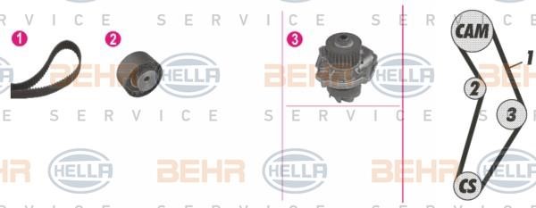 Hella 8MP 376 810-881 TIMING BELT KIT WITH WATER PUMP 8MP376810881