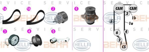 Hella 8MP 376 811-811 TIMING BELT KIT WITH WATER PUMP 8MP376811811