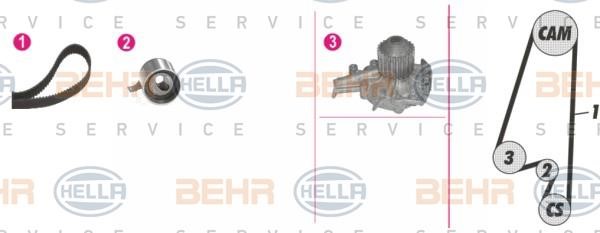 Hella 8MP 376 811-891 TIMING BELT KIT WITH WATER PUMP 8MP376811891