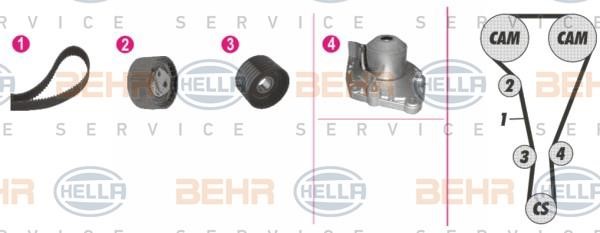 Hella 8MP 376 812-851 TIMING BELT KIT WITH WATER PUMP 8MP376812851