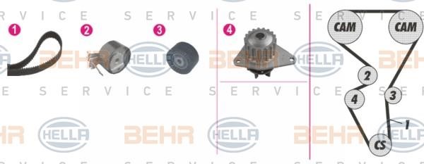 Hella 8MP 376 813-831 TIMING BELT KIT WITH WATER PUMP 8MP376813831