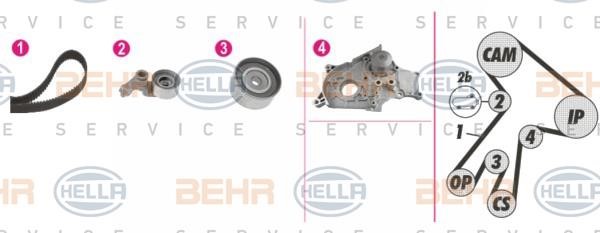 Hella 8MP 376 813-851 TIMING BELT KIT WITH WATER PUMP 8MP376813851