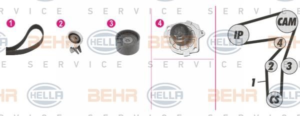 Hella 8MP 376 814-871 TIMING BELT KIT WITH WATER PUMP 8MP376814871