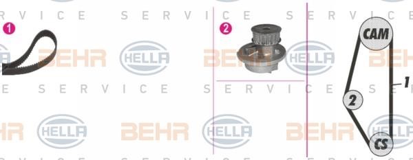 Hella 8MP 376 814-891 TIMING BELT KIT WITH WATER PUMP 8MP376814891