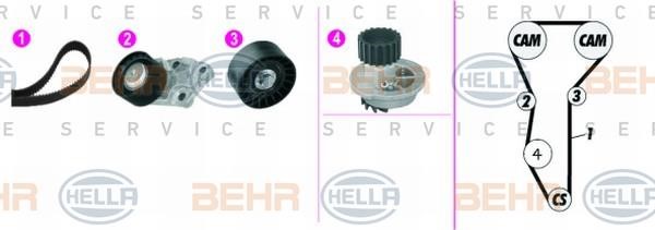 Hella 8MP 376 815-881 TIMING BELT KIT WITH WATER PUMP 8MP376815881