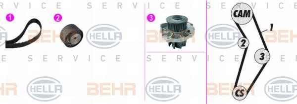 Hella 8MP 376 816-831 TIMING BELT KIT WITH WATER PUMP 8MP376816831