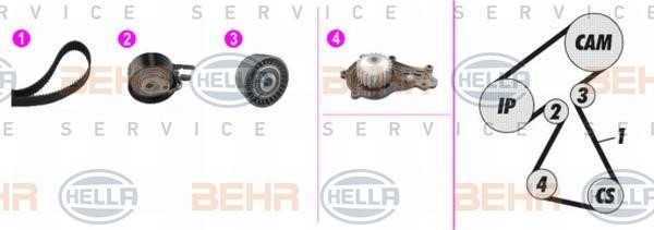 Hella 8MP 376 816-871 TIMING BELT KIT WITH WATER PUMP 8MP376816871