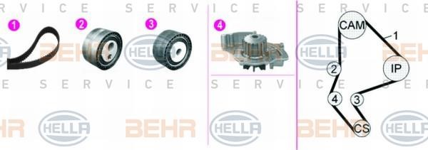 Hella 8MP 376 817-811 TIMING BELT KIT WITH WATER PUMP 8MP376817811