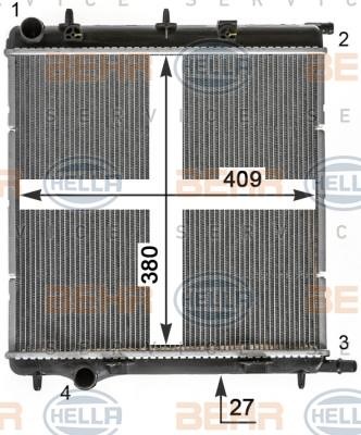 Radiator, engine cooling Hella 8MK 376 900-041