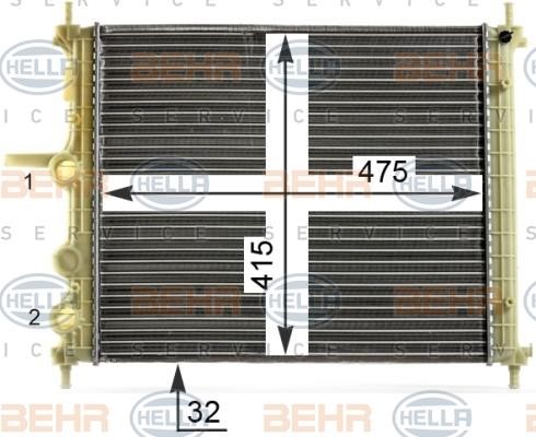 Radiator, engine cooling Hella 8MK 376 900-141