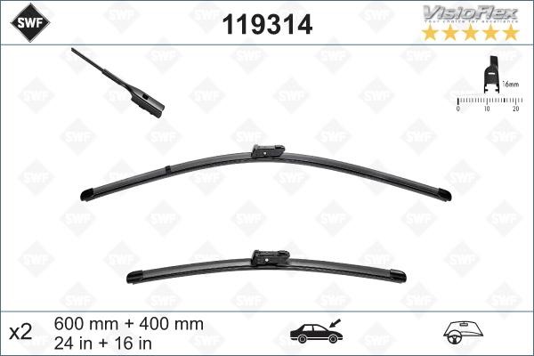 SWF 119314 Wiper Blade Kit SWF VisioFlex OE 600/400 119314