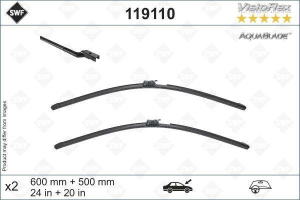 SWF 119110 Set of frameless wiper blades 600/500 119110