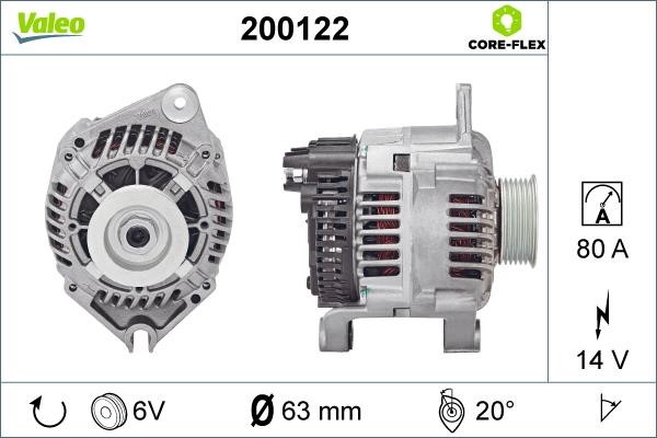 Alternator Peugeot 308: 200122 Valeo Alternator