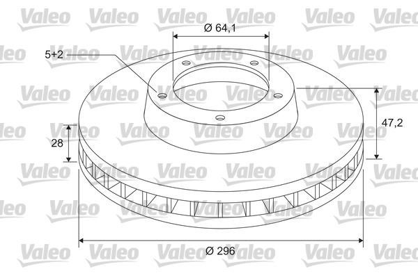 Valeo 297186 Front brake disc ventilated 297186
