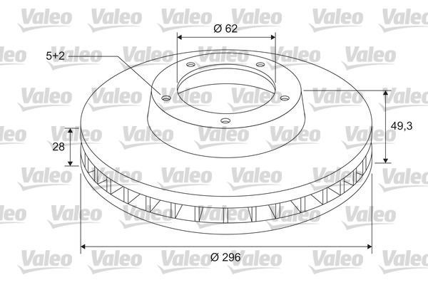 Valeo 297152 Front brake disc ventilated 297152