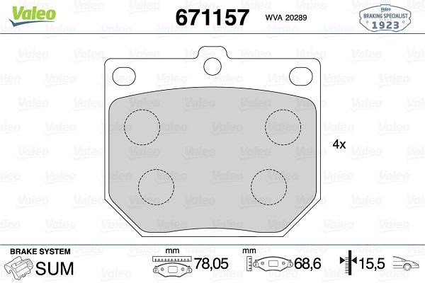 Valeo 671157 Brake Pad Set, disc brake 671157