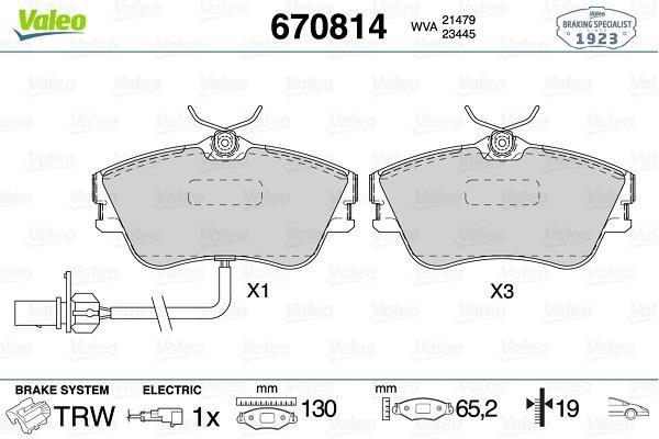 Valeo 670814 Brake Pad Set, disc brake 670814