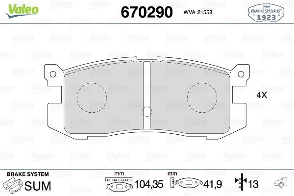 Valeo 670290 Brake Pad Set, disc brake 670290