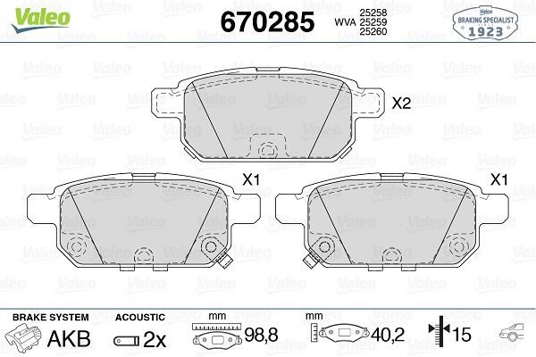 Valeo 670285 Brake Pad Set, disc brake 670285