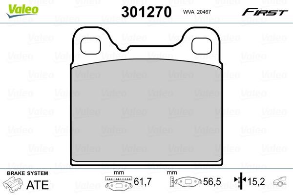 Valeo 301270 Brake Pad Set, disc brake 301270