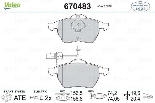 Valeo 670483 Brake Pad Set, disc brake 670483