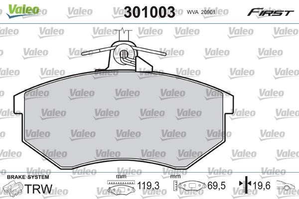 Valeo 301003 Brake Pad Set, disc brake 301003