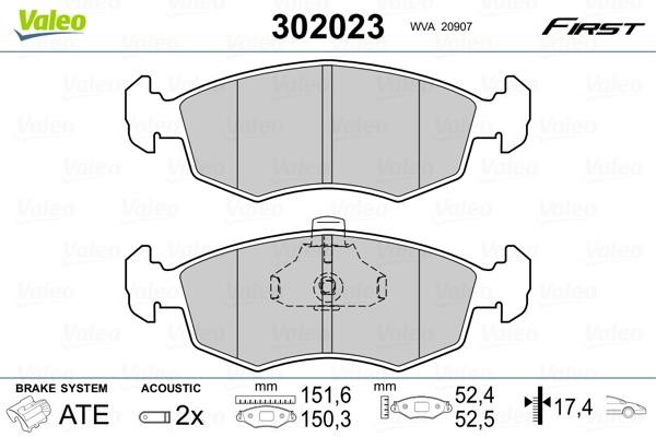 Valeo 302023 Front disc brake pads, set 302023