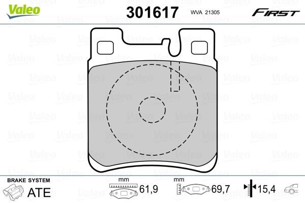 Valeo 301617 Brake Pad Set, disc brake 301617