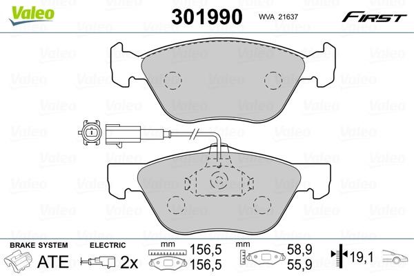 Valeo 301990 Brake Pad Set, disc brake 301990
