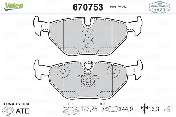 Valeo 670753 Brake Pad Set, disc brake 670753