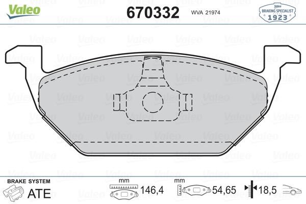 Valeo 670332 Brake pad set 670332 670332 Valeo Brake pad set