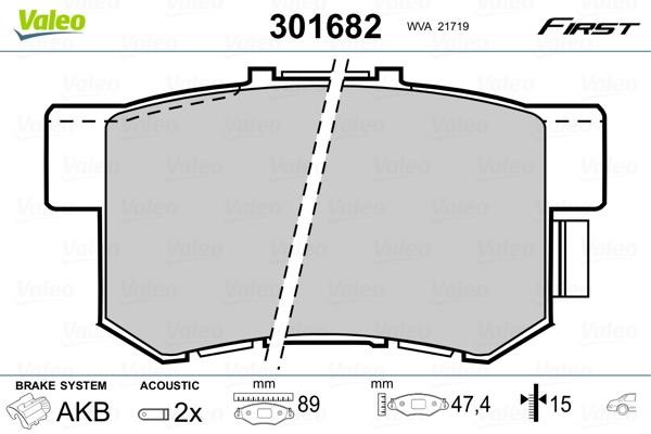 Valeo 301682 Brake Pad Set, disc brake 301682