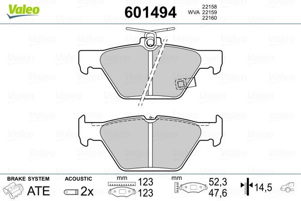 Valeo 601494 Rear disc brake pads, set 601494