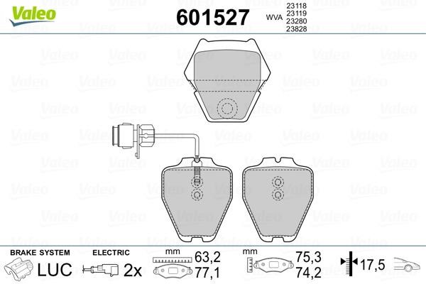 Valeo 601527 Front disc brake pads, set 601527