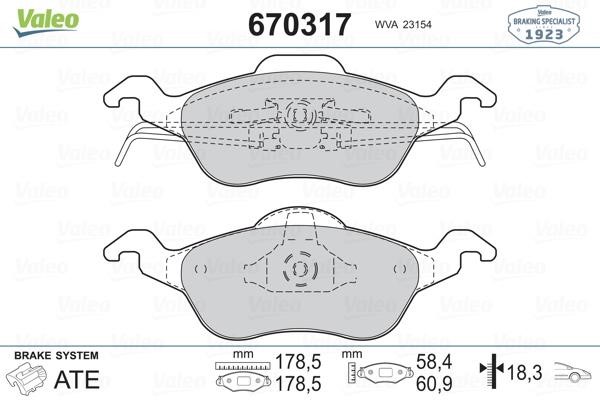 Valeo 670317 Brake Pad Set, disc brake 670317