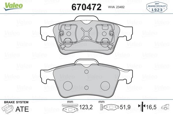 Valeo 670472 Brake Pad Set, disc brake 670472