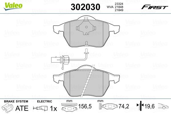 Valeo 302030 Front disc brake pads, set 302030
