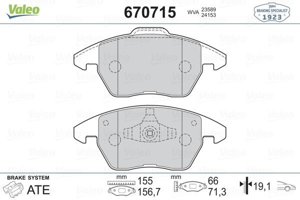 Valeo 670715 Brake Pad Set, disc brake 670715