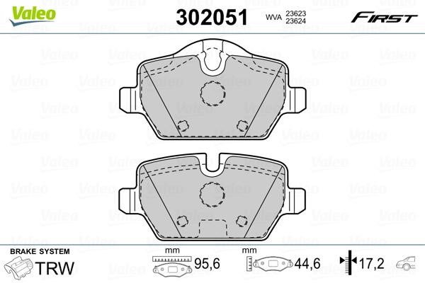 Valeo 302051 Rear disc brake pads, set 302051