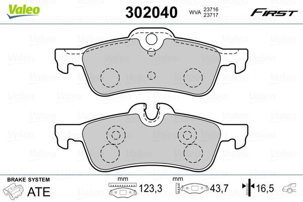 Valeo 302040 Rear disc brake pads, set 302040