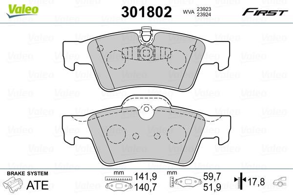 Valeo 301802 Rear disc brake pads, set 301802